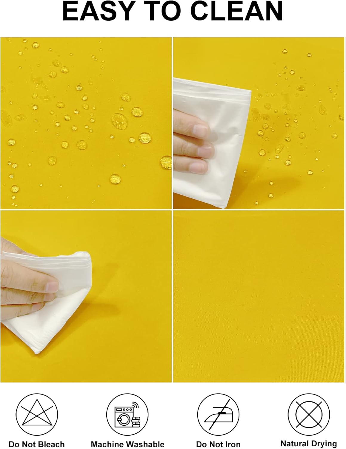 Fokitut 2 Pack Waterproof Rectangle Tablecloth, 90x156 Inch,Stain Resistant and Wrinkle Polyester Table Cloth, Fabric Table Cover for Kitchen Dining, Wedding, Party, Holiday Dinner-Yellow