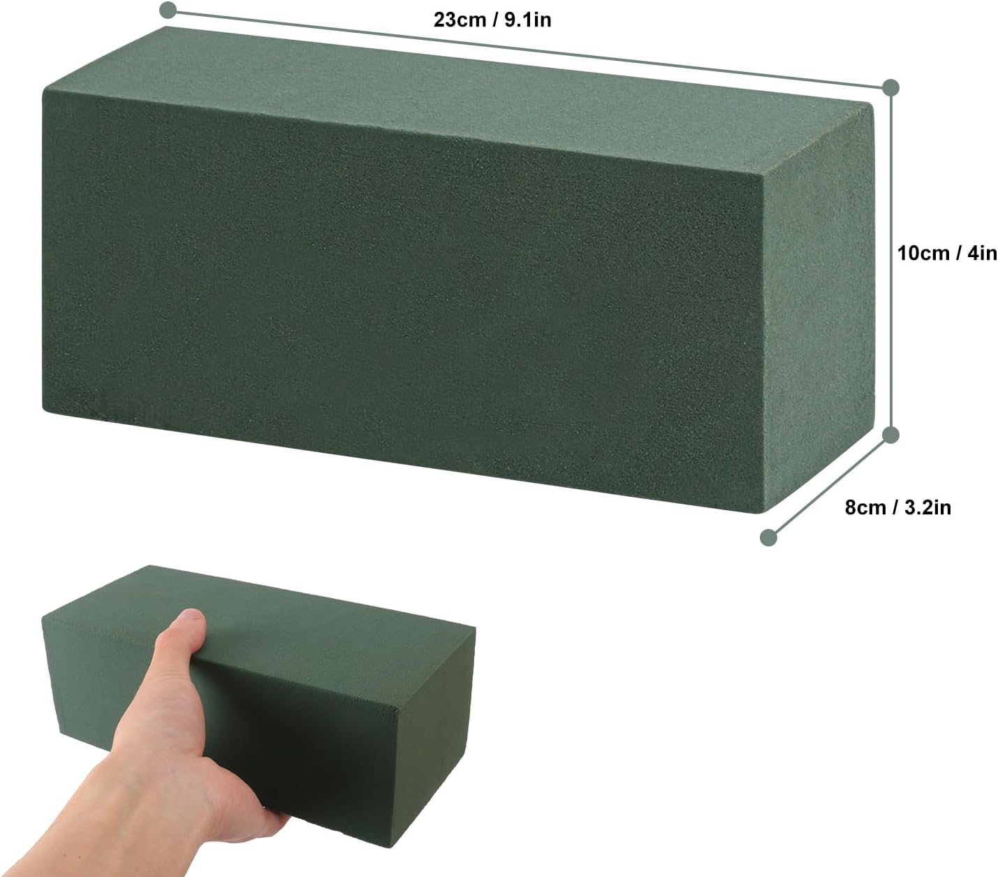 IHDYPPEW 8 PCS Green Floral Foam Blocks, 9"L x 4"W x 3.2"H Floral Foam for Flower Arrangements, Dry and Wet Florist Foam for Flowers, Flower Foam Bricks for Flowers Business, Outdoor, Weddings