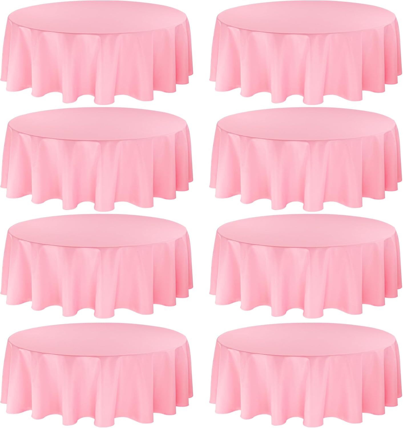 8 Pack Premium Pink Tablecloth - 108 Inch Round Table Covers - Washable Polyester Fabric - Wedding Party Reception Banquet Buffet Restaurant