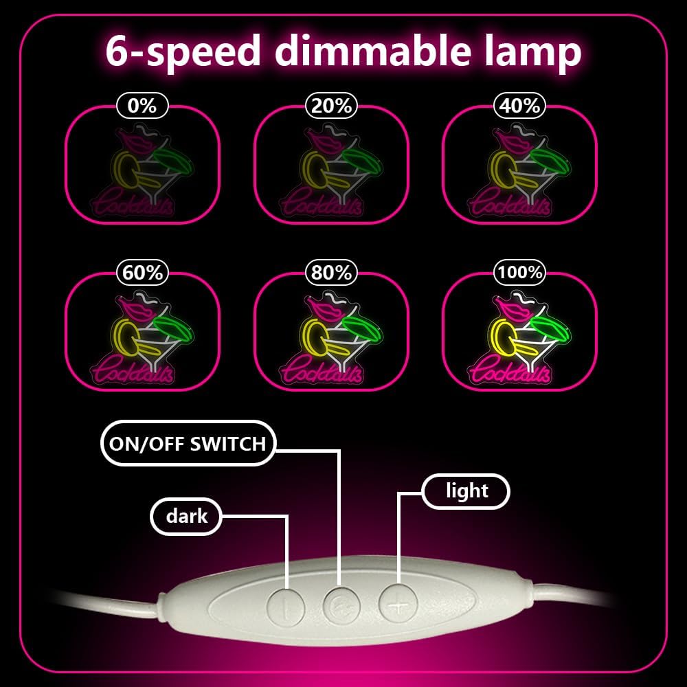 Cocktails Neon Sign, Cocktail Bar LED Neon Light for Wall Decor Dimmable Led Light Up Sign for Home Beer Bar Pub Night Club Party Man Cave Decoration Gift USB Powered(14.2"*7.5")