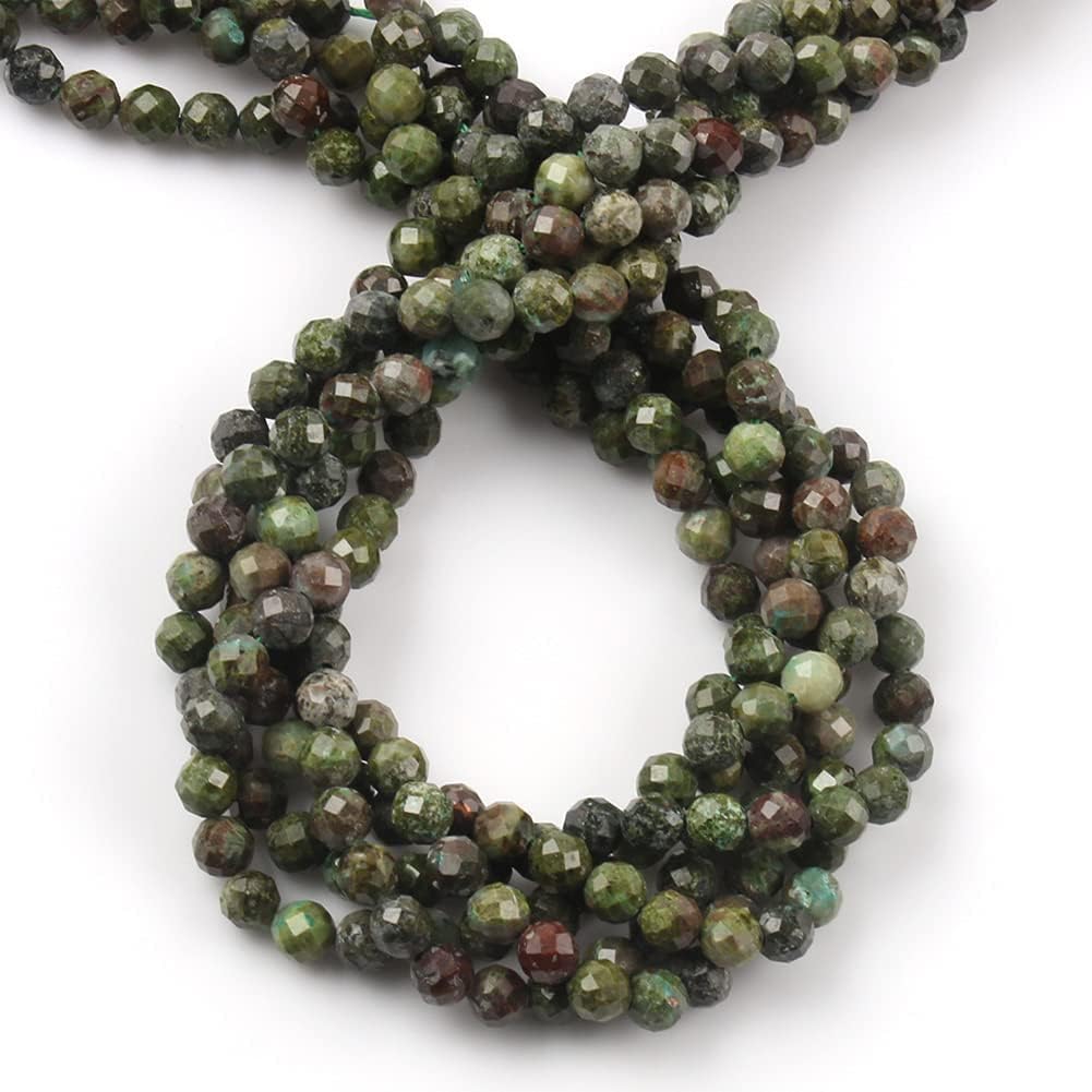 Song Xi 120pcs 3mm Natural Dragon Blood Gemstone Beads Faceted Round Loose Stone Beads for Jewelry Making