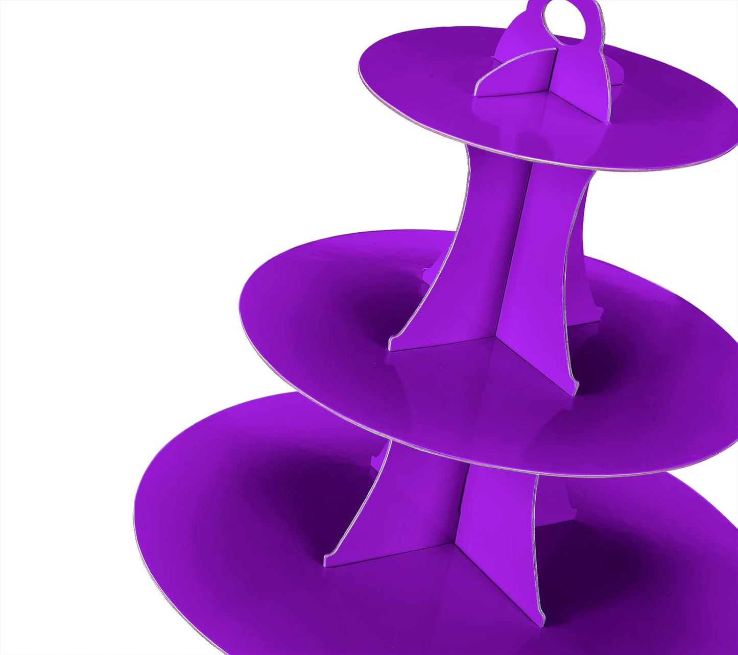 3-Tier Cupcake Stand, Cake Stand holder, Tiered DIY Cupcake Stand Tower for Dessert Table Displays, Birthday Theme Party Favors Decoration, Floral Tea Party, 12" W x 12.8" H, Purple