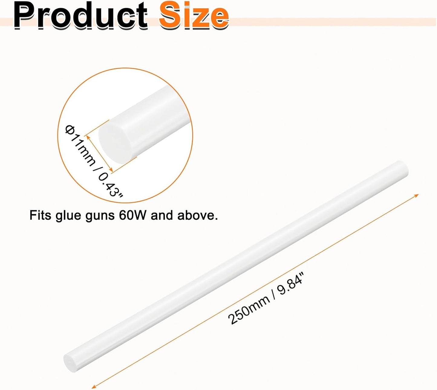 HARFINGTON 10pcs Hot Glue Sticks 0.43" Dia x 9.84" Long EVA Mini Hot Melt Adhesive Glue Stick for Hot Melt Gun Wood Plastic Glass Flowers Fabrics Foam, White