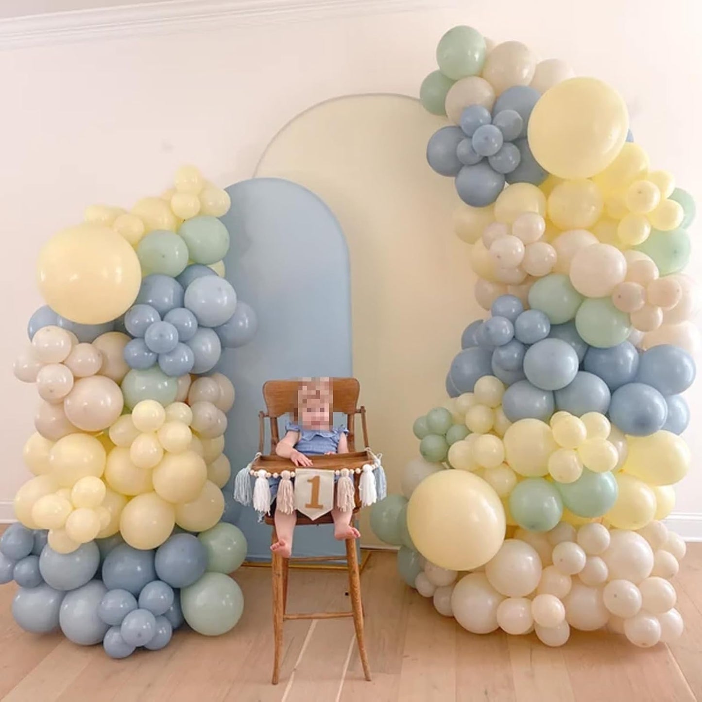 Sage Green Dusty Blue Yellow Balloon, 12 Inch Fog Slate Blue Balloons with Olive Green Yellow Balloon for Oh Baby Shower Bridal Shower Birthday Wild One Party Bee Theme Party Deocration Supplies