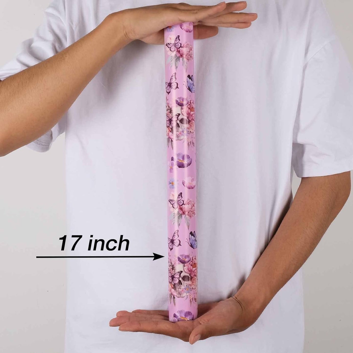 Aimyoo Gothic Wrapping Paper Roll, 17 Inch X 33 Feet Skull Floral Butterfly Design Gift Wrap Paper for Mother's Day, Birthday Bridal Shower