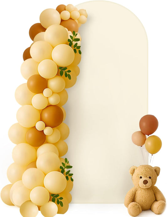HEMMOTOP 6.6 ft Light Beige Arch Backdrop Cover (No Arch Stand), Spandex Arch Covers Stretchy Backdrop for Balloon Arches, Wedding, Birthday Party, Baby Shower, Banquet Arch Decoratio