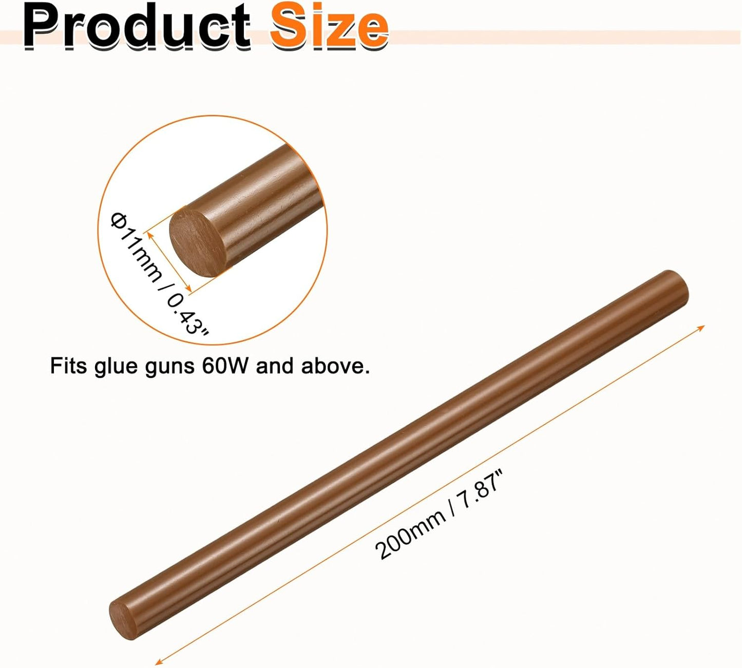 HARFINGTON 10pcs Hot Glue Sticks 0.43" Dia x 7.87" Long EVA Mini Hot Melt Adhesive Glue Stick for Hot Melt Gun Wood Plastic Glass Flowers Fabrics Foam, Brown