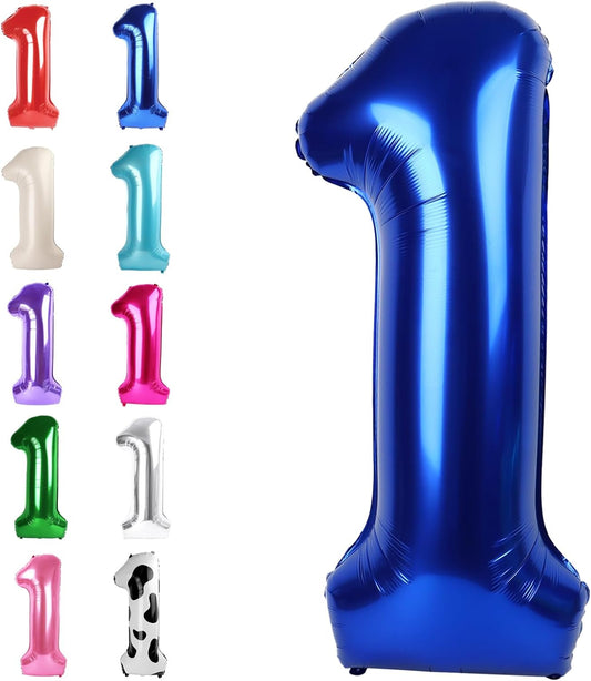 Night Blue Number 1 Balloon 40 inch, Number 1 Birthday Balloons for Boy Girl, Night Blue Foil One Balloon for 1st 10 11 12 16 18 Birthday Party, Anniversary Celebration Numbers Decorations