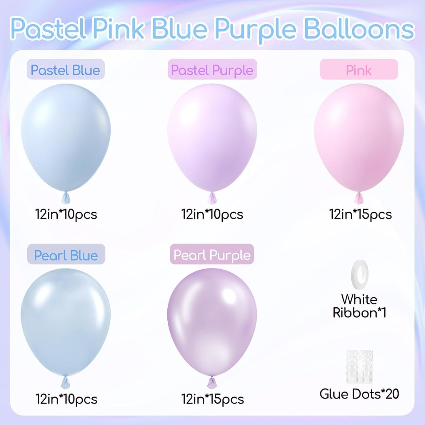 60pcs Pearl Pink and Blue Purple Balloons 12inch, Frozen Mermaid Balloons with Pastel Balloon for Mermaid Snowflake Baby Shower Birthday Party Decorations