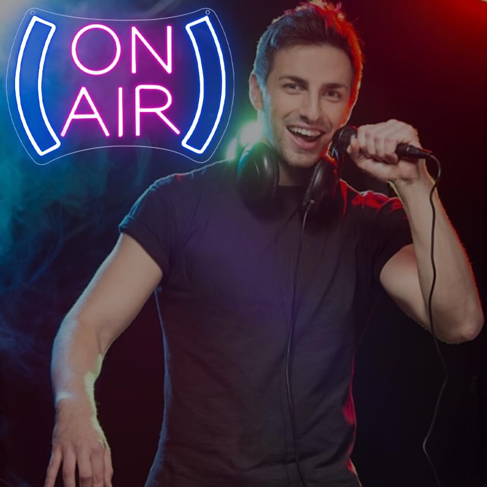 On Air Neon Sign for Wall Decor,Recording in Progress Sign for Studio Bedroom Game Room Podcast Bar Pub Club Broadcasting Room,On Air Light Sign Gift for Streamers Gamers Teens USB Powered（8.5"*12.4"）