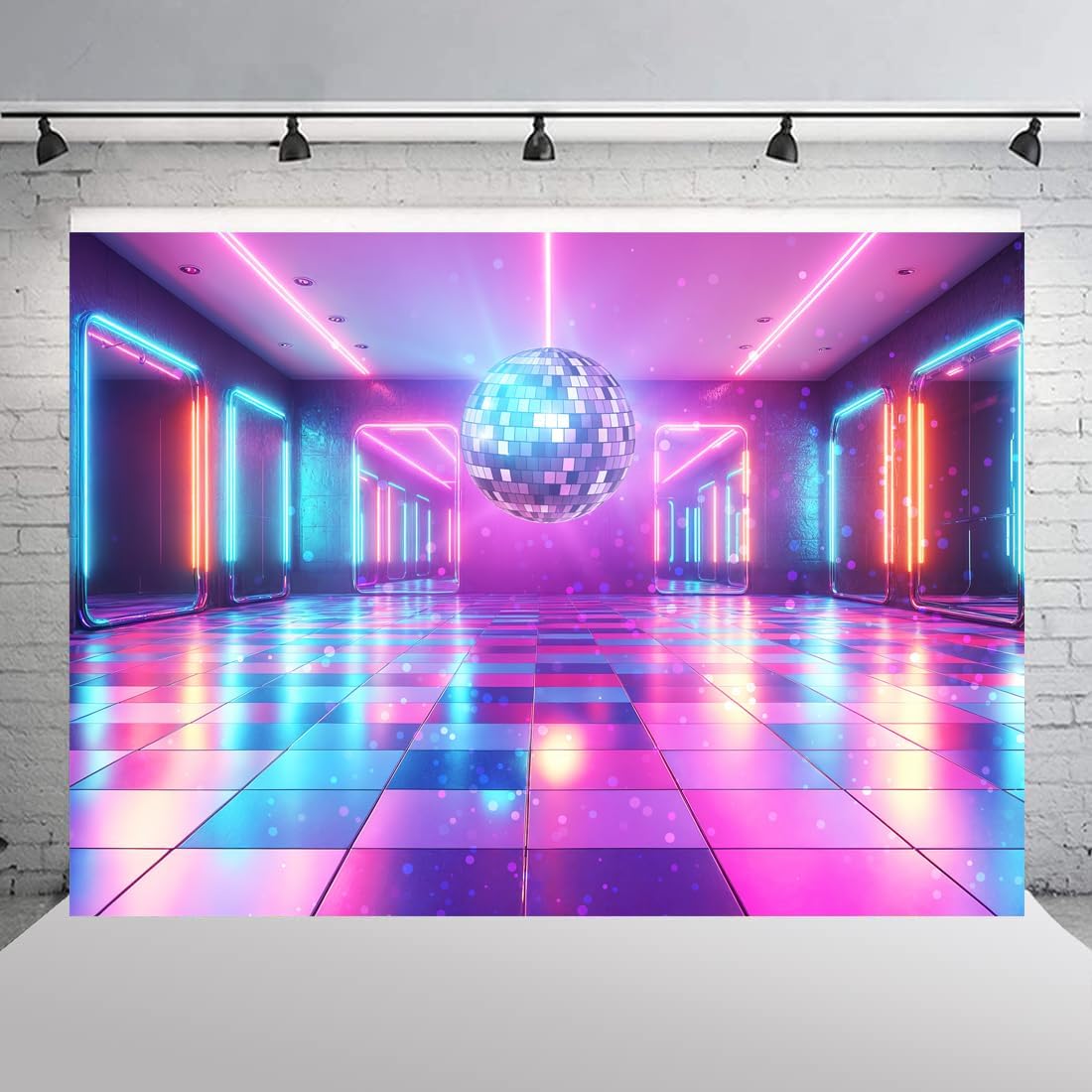 Disco Decorations Backdrop, Retro Glow Party 70s 80s 90s Theme Stage Dance Background Disco Party Decoration, Polyester Banner PartyBackdrop for Birthday Prom Portrait Photo Props 10x8FT