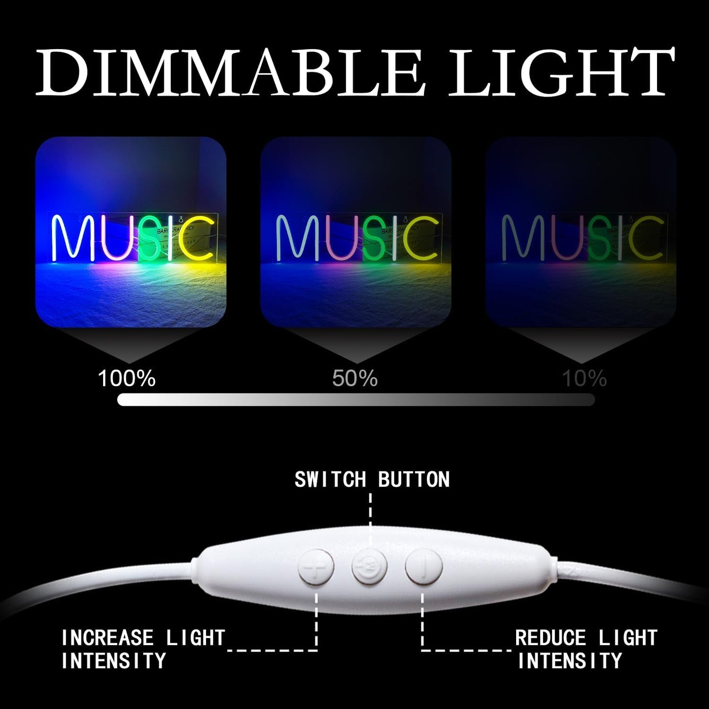 Lucunstar Music Neon Light,Neon Sign for Wall Decor Colorful Letters Neon Lights Sign Music Word LED Neon for Bedroom Game Room Club Bar Party Decoration,Game Room Decor,Room Decor