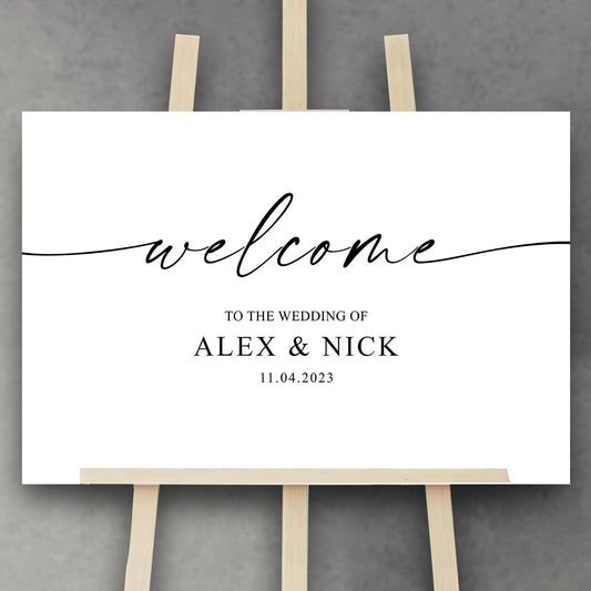 Script Calligraphy Wedding Welcome Signs, Welcome Sign Wedding, Customized Wedding Welcome Sign, Custom Wedding Welcome Sign