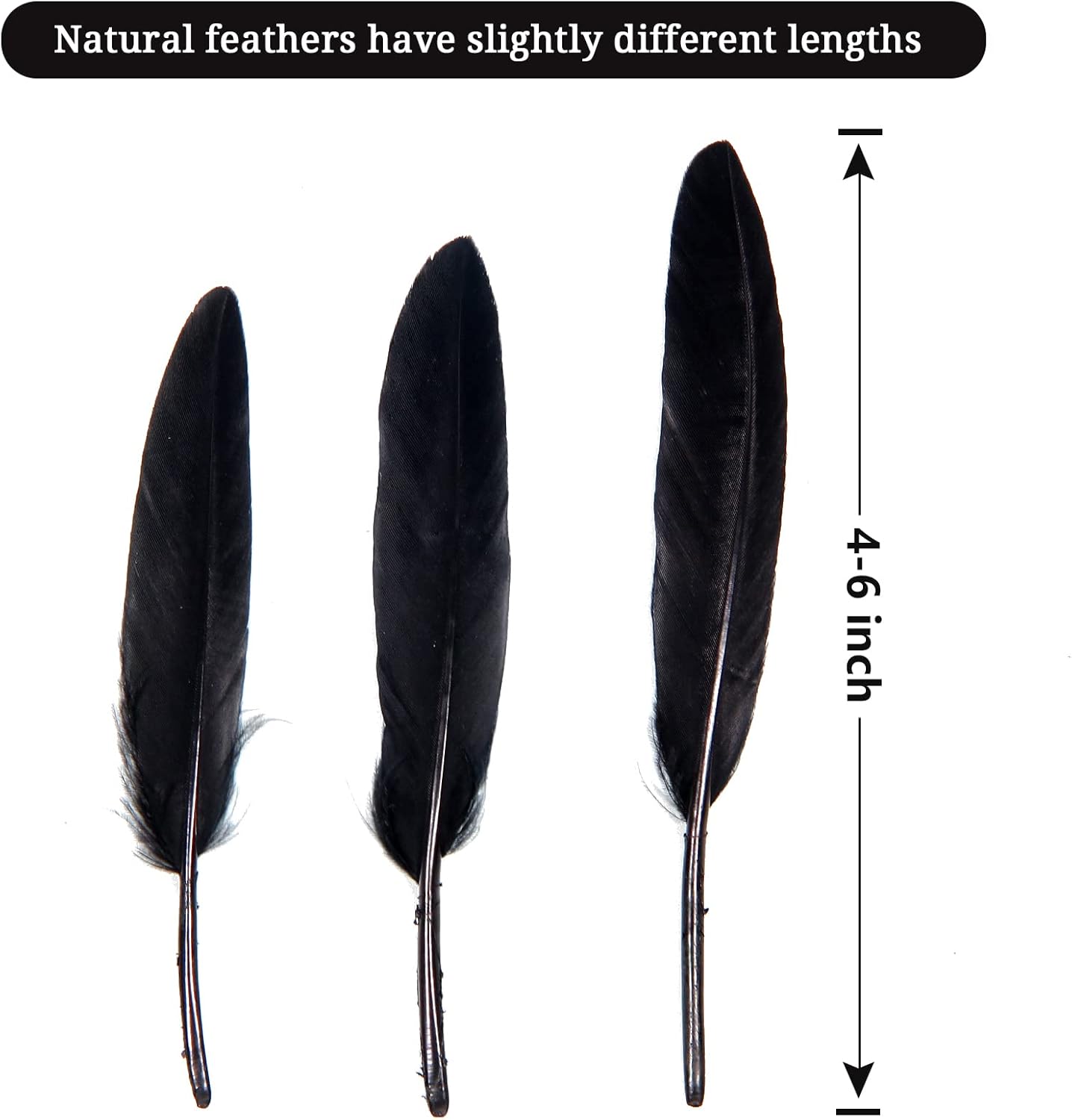 FeelfunFeather 120pcs Black Goose Cochettes Feather Natural Bulk 4-6 inch 10-15cm for Wedding Party Christmas Halloween Decorations DIY Crafts