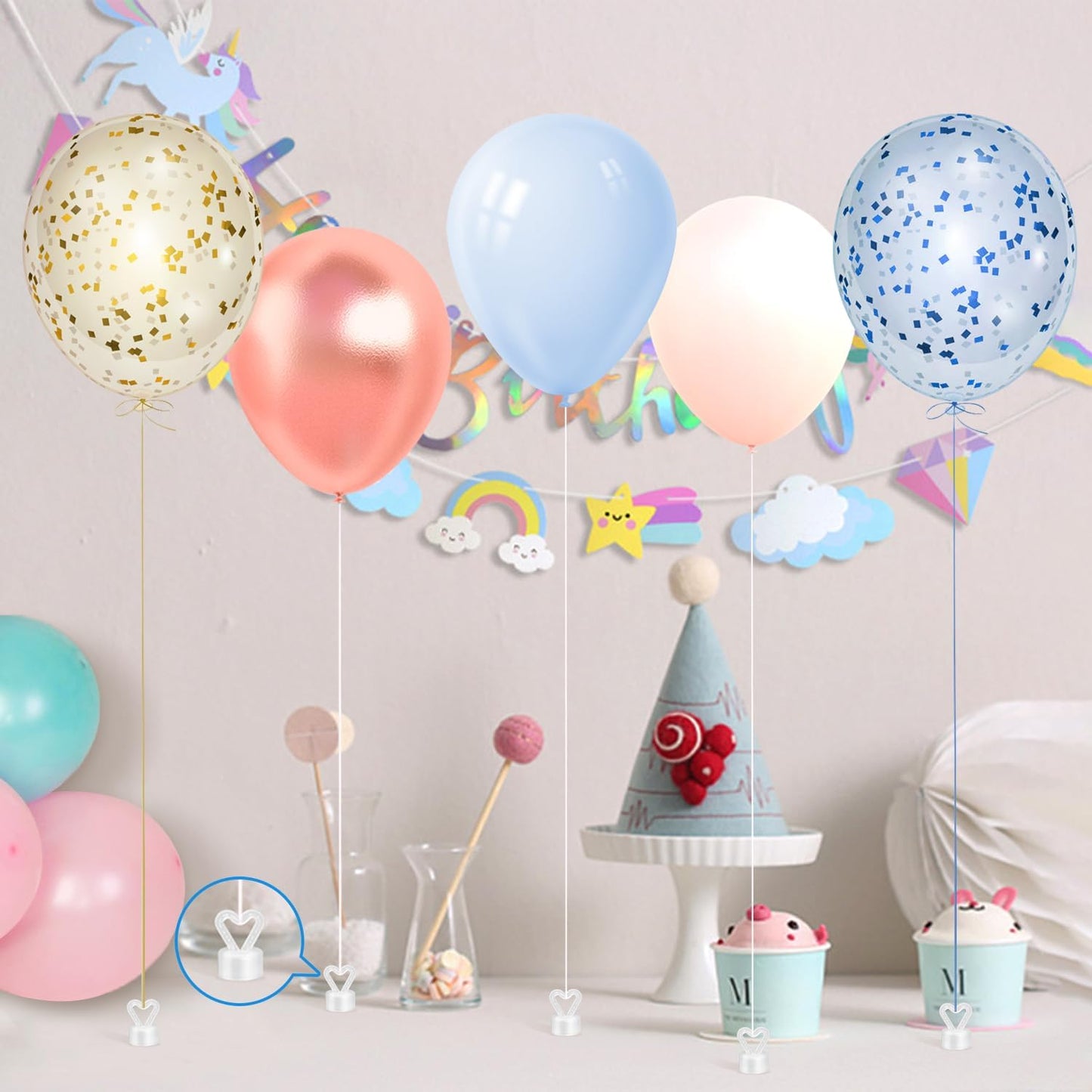 24PCS Balloon Weights Metallic Table Centerpiece Holders For Helium Balloon Accessories Small White Pendant For Birthday Wedding Chrismas Party (Heart)