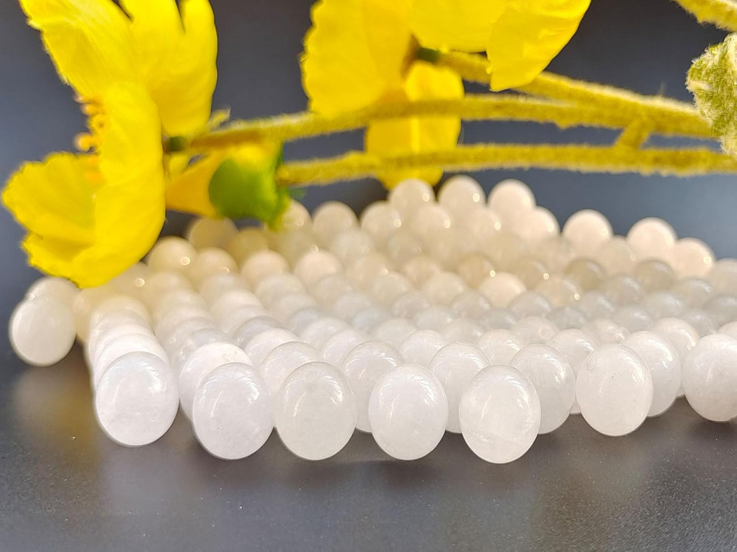 Stone Beads 8mm 100pcs White Jade Beads Round Loose Gemstones Beads for Bracelet Necklace Jewelry Making (8mm, 60818 White Jade)
