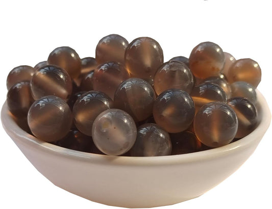 Stone Beads 8mm 100pcs Grey Agate Beads Round Loose Gemstones Beads for Bracelet Necklace Jewelry Making (8mm, 60820 Grey Agate)