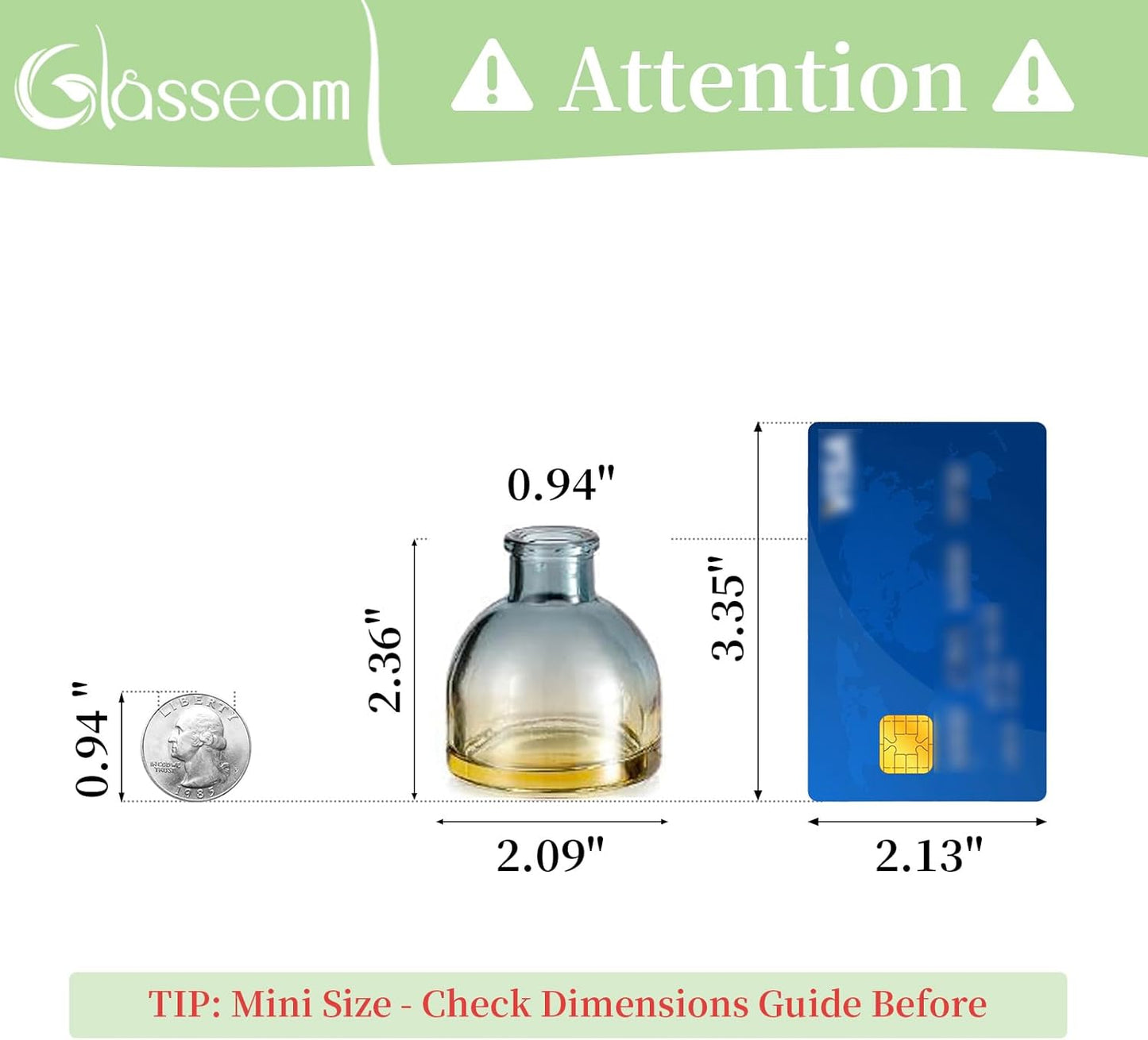 Glasseam Mini Bud Vases for Centerpieces: Clear Small Flower Vase Set of 20 Cute Tiny Glass Table Centerpieces Modern Wedding Birthday Party Baby Shower Dining Room Decoration Yellow Blue