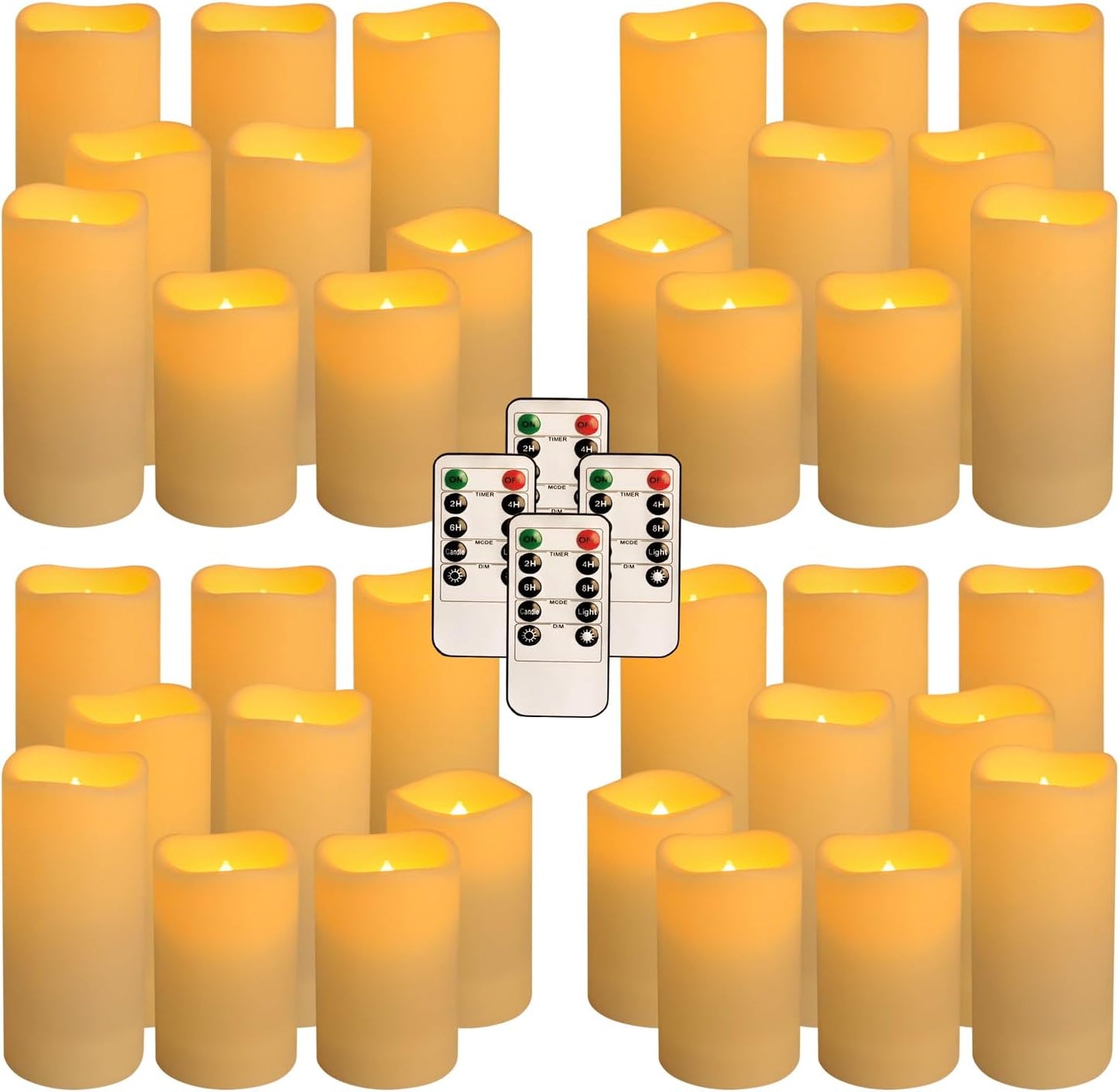 36 Pack Waterproof Flameless LED Candles - Outdoor Battery Operated Candles with Remote & Timer, Realistic Flickering Flame, Safe for Porch, Patio, Weddings, Parties & Home Decor