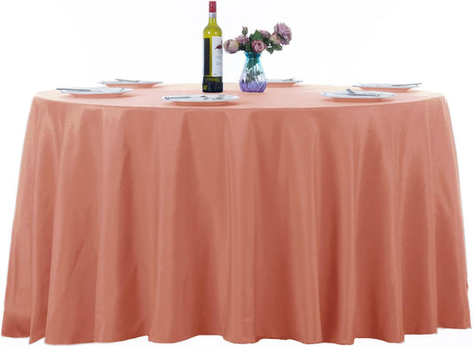 Ascoza 2pack 108 Inch Dusty Pink Round Tablecloth in Washable Polyester Fabric for Wedding/Banquet/Restaurant/Parties