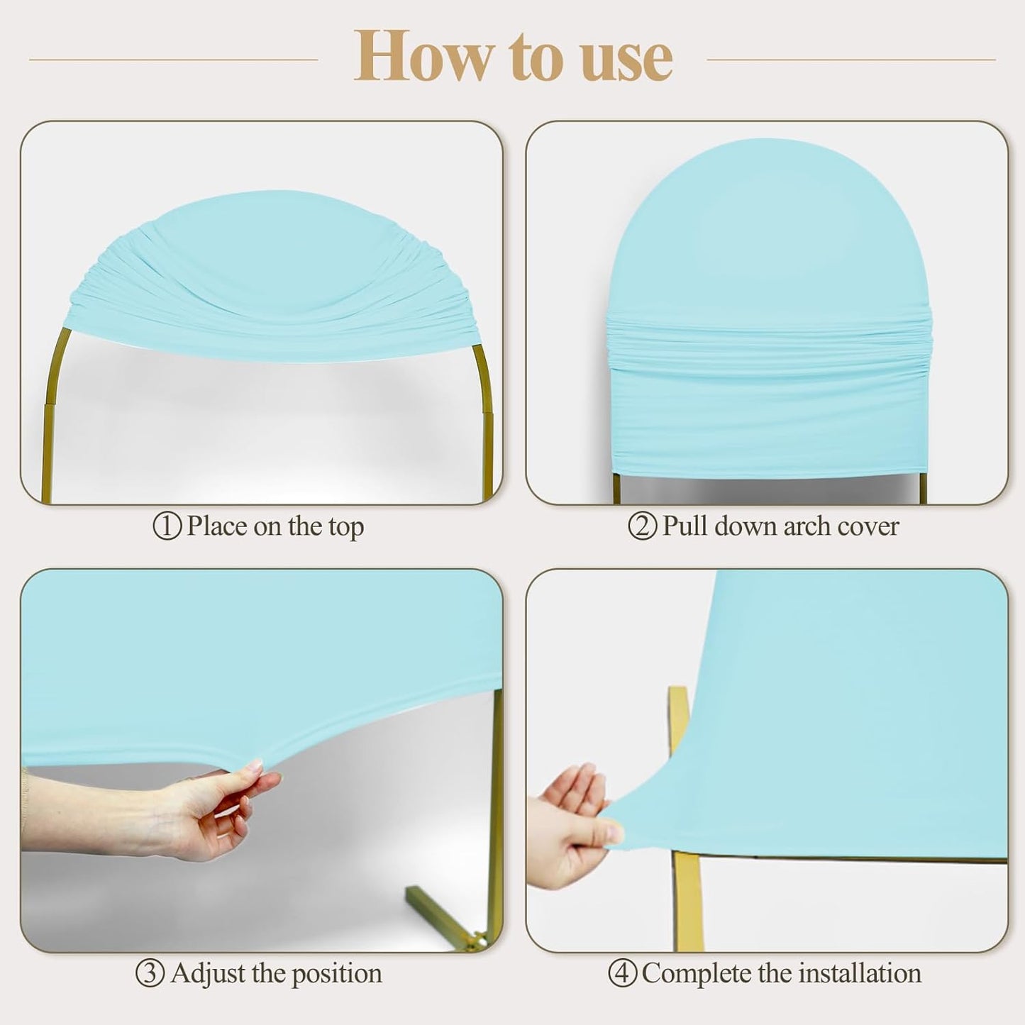 Ledido Wedding Arch Backdrop Cover 7.2FT Arch Covers Fitted Stretchy Spandex Round Top Stand Backdrop Cover for Wedding Banquet Ceremony Birthday Party Baby Shower Event Decoration,Blue