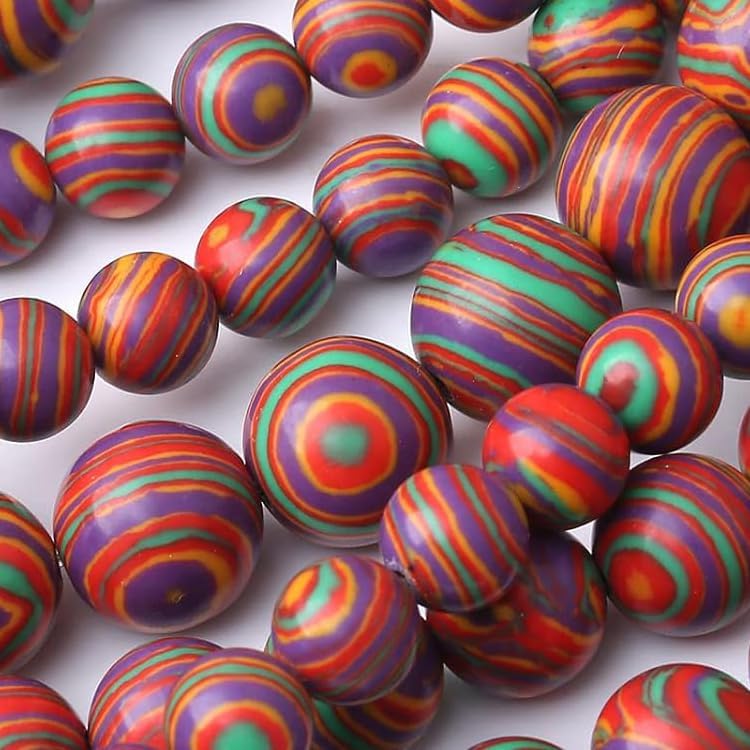 Painted Peacock Turquoise Stone Beads Gemstone Round Crystal Energy Jade Stone Beads for Jewelry Making DIY Bracelet Necklace Jewelry Making 1 Strand 15.5inch 4MM