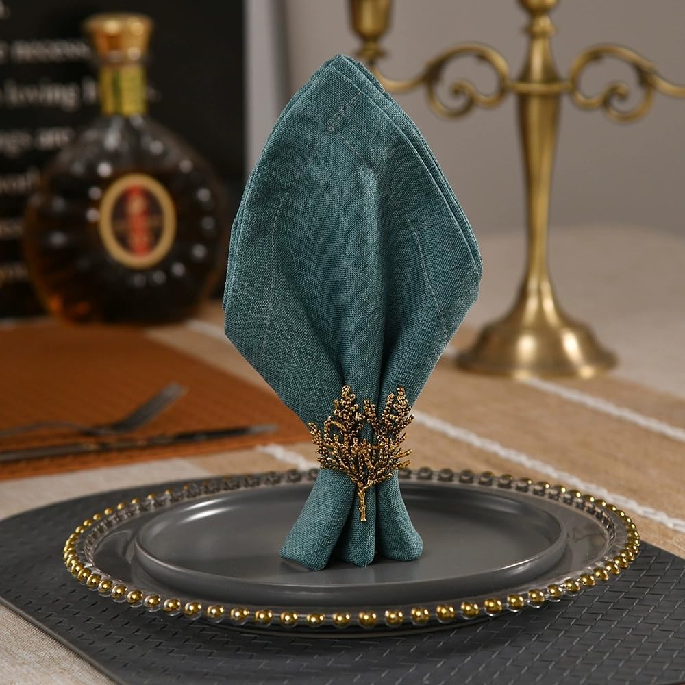 Set of 6 Gold Branch Design Napkin Rings - Elegant Metal Decor for Dinner Table, Wedding, Party