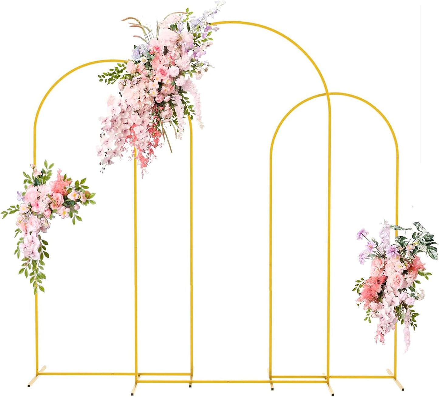 Bazen Wedding Arch Backdrop Stand 7.2FT, 6.6FT, 6FT Set of 3 Metal Arch Backdrop Stand for Birthday Party Wedding Ceremony Bridal Baby Shower Banquet Party Event Decor