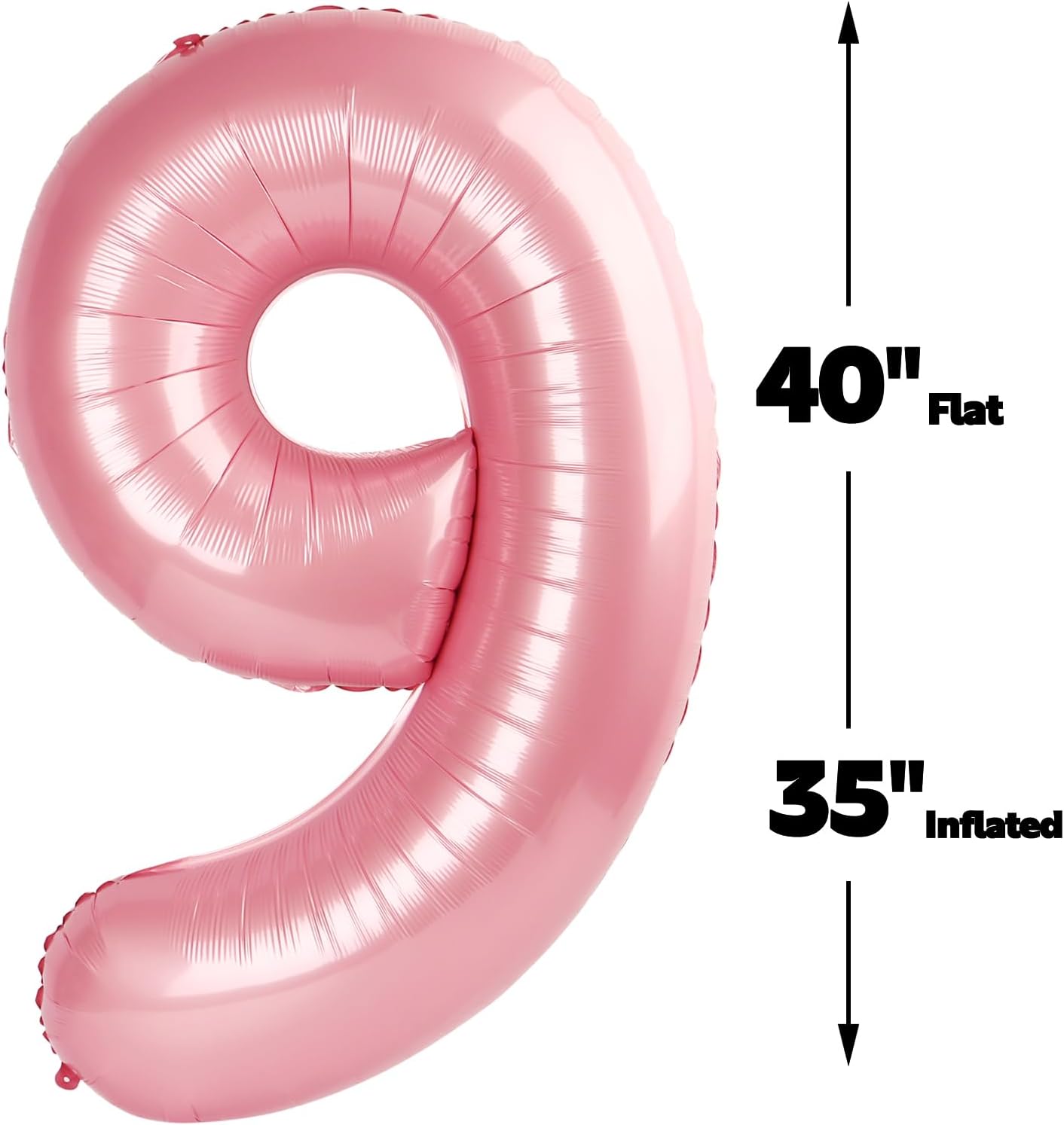 Big Pearlescent Pink 40 Inch 9 Balloon Number, Jumbo Giant 9th 19 29 39 49 99 Birthday Party Decorations, Large Pearl Pink Foil Balloons Anniversary Birthday Party Engagement Decorations