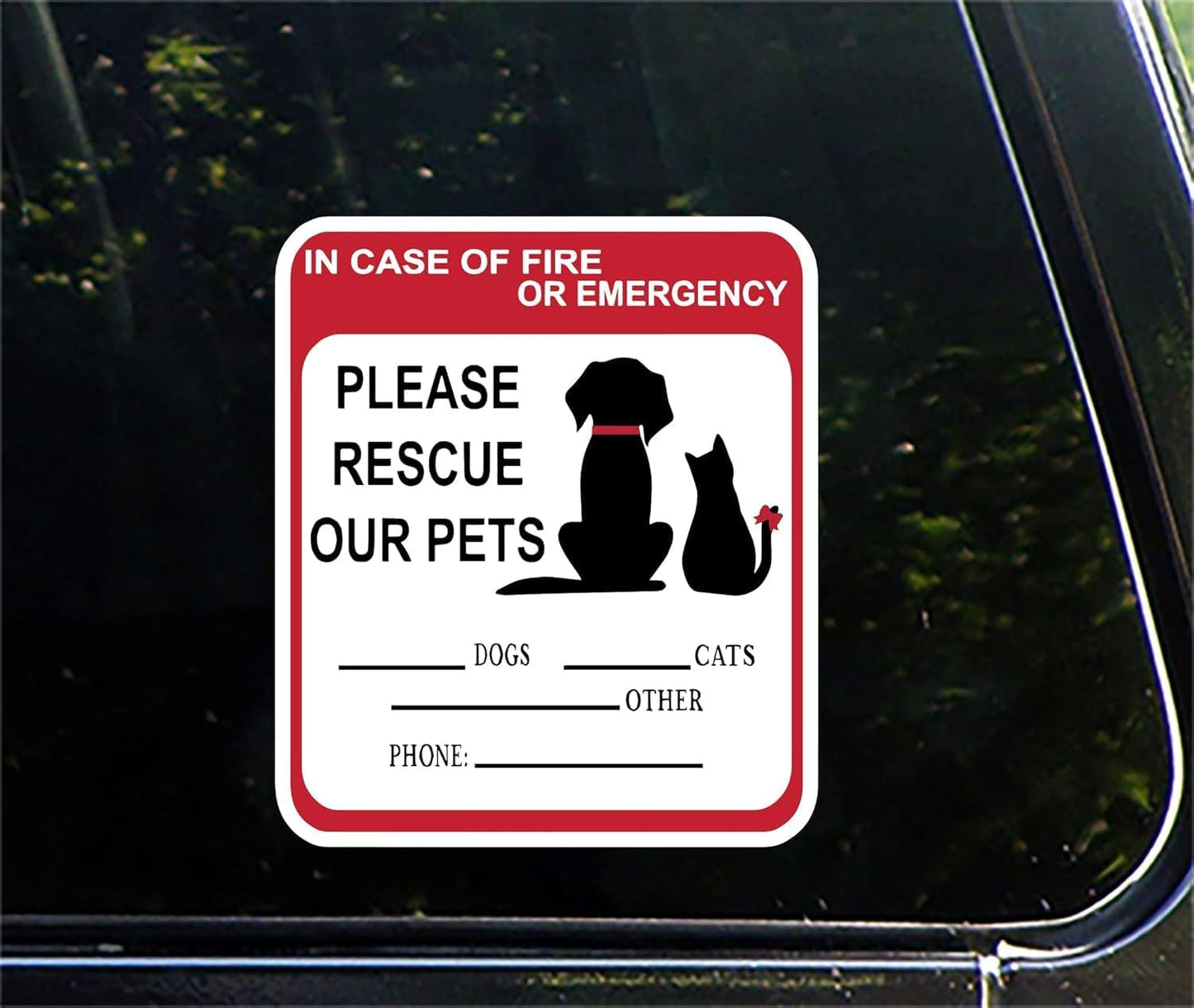 in Case of Fire or Emergency Please Rescue Our Pets Stickers – Pet Alert Safety Stickers, 5x4 inch Pet Fire Rescue Signs for Car and Home Windows 6PCS
