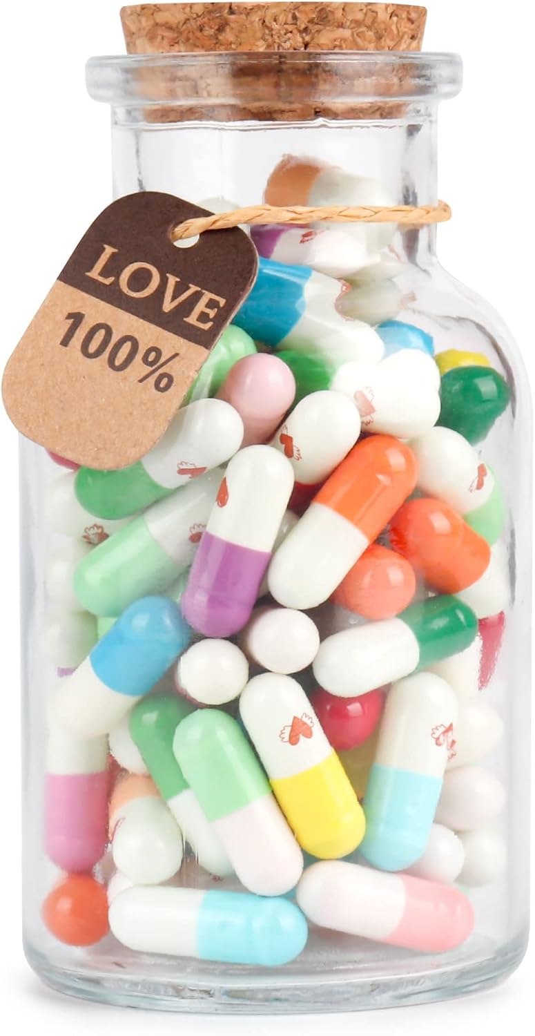 Capsule Letters Message in a Glass Bottle -Valentines Day Gifts for Her Him Boyfriend Girlfriend,Love Letter for Birthday,Valentines Day,Christmas, Anniversary,Mother's Day Gift (Style2-100pcs)