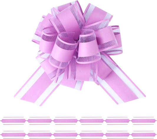 6Pcs 6inch Pull Bow Gift Wrapping,Pull Bow For Gift Basket, Gift Bag Box Wrapping Decor, Valentines Day, Birthday, Anniversary, Wedding, Flower Packaging (Purple)