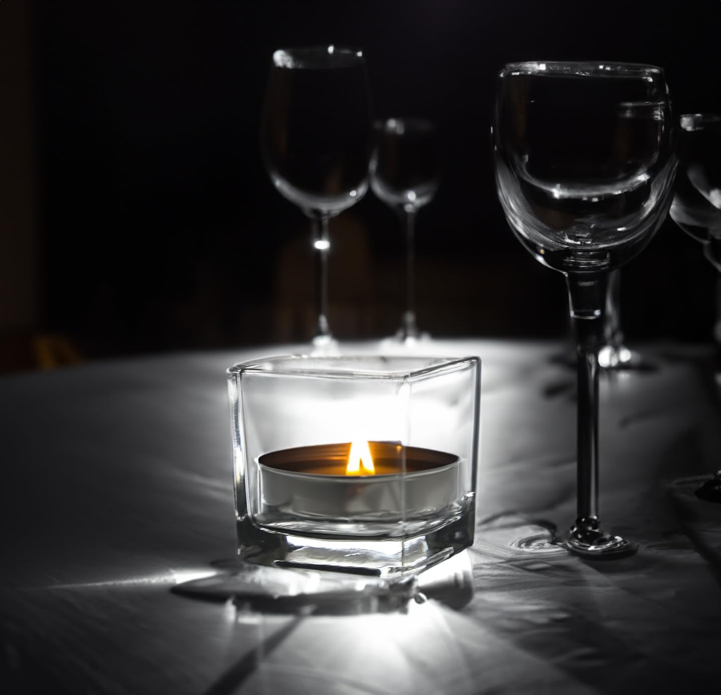 WGV 2 Inch Tea Light Votive Candle Holder, Clear, Square Cube 2”x2”, Small Tiny Bulk, Home Décor, Table Top, 24 Pcs