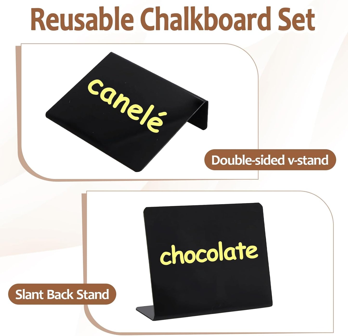 50Pcs Food Labels for Party Buffet PVC Erasable Writing Pad Mini Chalkboard Signs Thickened and Durable Occasions are Birthday Bakery Wedding Price Display Boards