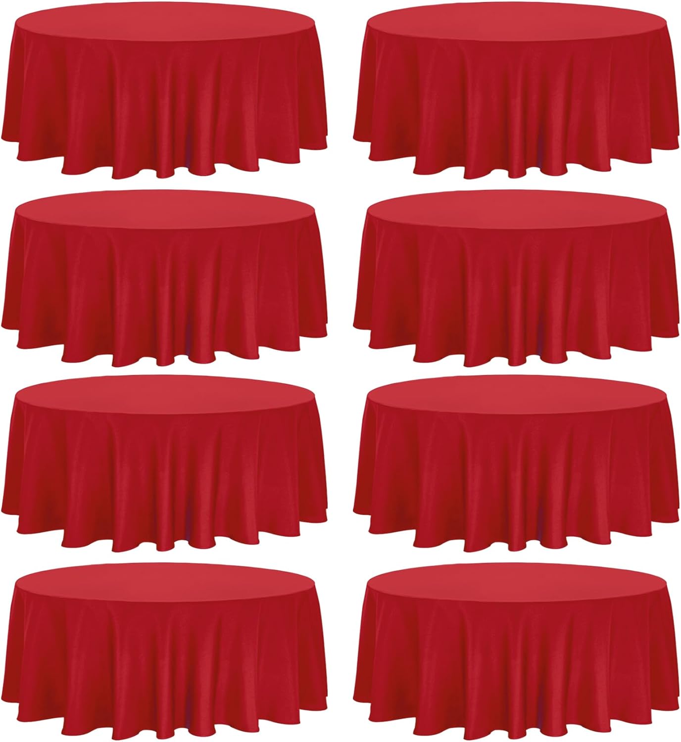 8 Pack Premium Round Tablecloth - 120 Inch Red Washable Polyester Fabric Table Covers for Wedding Party Reception Banquet Buffet Restaurant