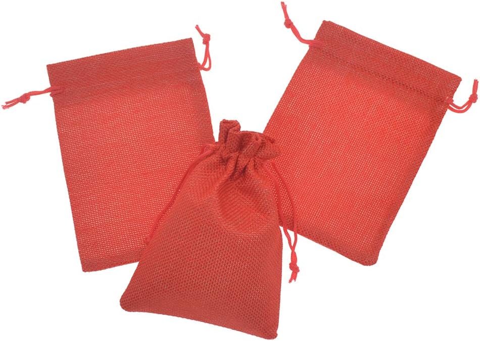 20pcs Burlap Bags with Drawstring, 2.7x3.5 Inch Red Jute Gift Bag Bulk for Christmas Wedding Party Favors, Jewelry and Candy Pouches