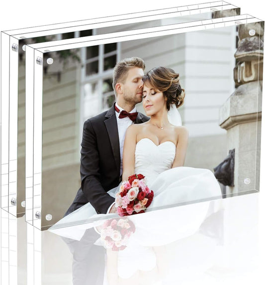 Magicool Premium Acrylic Photo Frame- Magnet Photo Frame -Double Sied Thick Desktop Frames (4x6 2 pack)