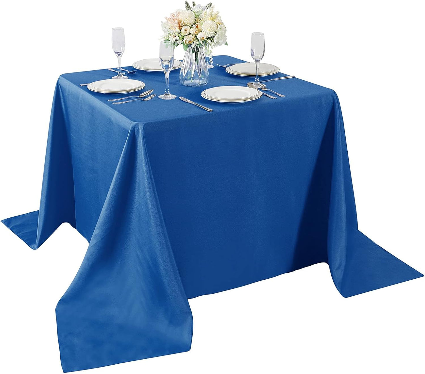 Cupuamon Square Tablecloth 90x90 inch Washable Polyester Fabric Table Cloth for Wedding Party Dining Banquet Decoration（90x90,Mediterranean Blue）