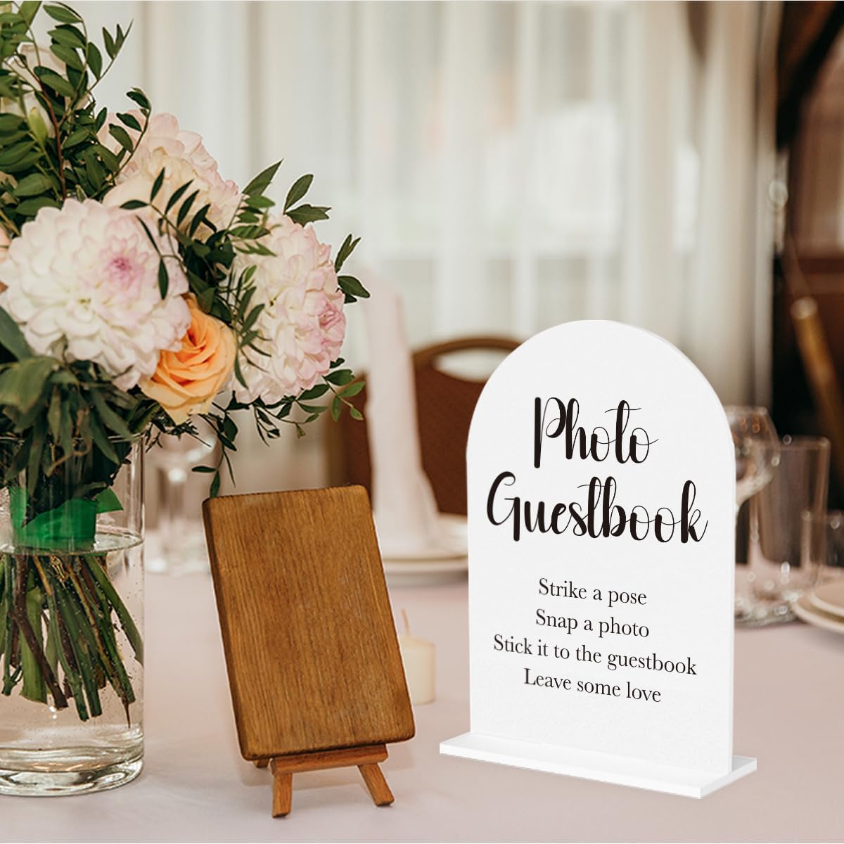 Photo Guest Book Sign for Wedding Acrylic Arch Wedding Bridal Shower Baby Shower Welcome Table Signs for Ceremony and Reception Decor 7 x 5 Inches