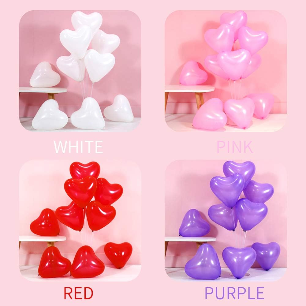 100 6-inch Heart shaped balloons 10 Kinds of Mixed Color Latex Balloons for Valentines Day,Propose Marriage,Wedding Party.(red, purple,yellow,green,blue, pink, white,orange,etc.)