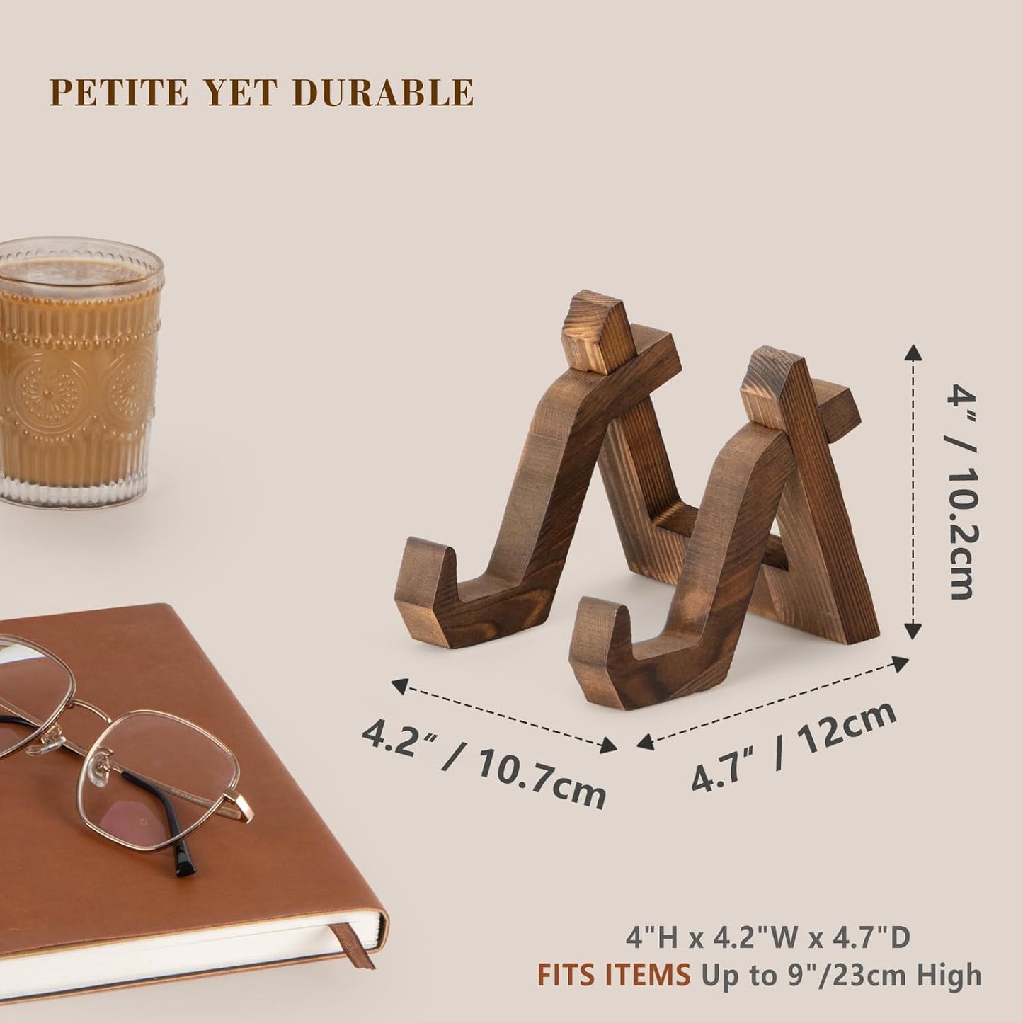 Plate Display Stand, 4 Inch Plate Holder for Displaying, Decorative Picture Frame Dish Photo Plaque Platter Wood Stand