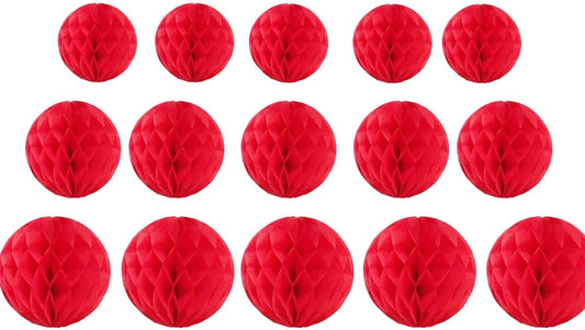 15pcs Honeycomb Balls Decorations 4'' 6'' 8'' Party Honeycomb Ball Flower Tissue Pom Poms Flower Balls Hanging Flower Balls for Party Baby Shower Birthday Wedding Nursery Decor(4'' 6'' 8'' Red)