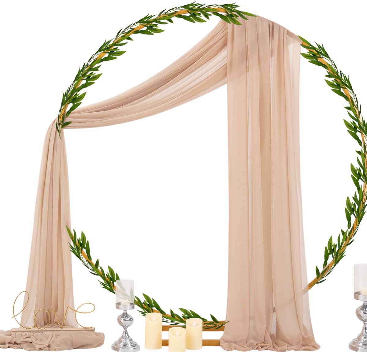 Socomi Wedding Arch Draping Fabric 29" x 20Ft 1 Panel Nude Sheer Outdoor Curtain Drapes Extra Long for Bridal Baby Shower Ceremony Birthday Party Decor
