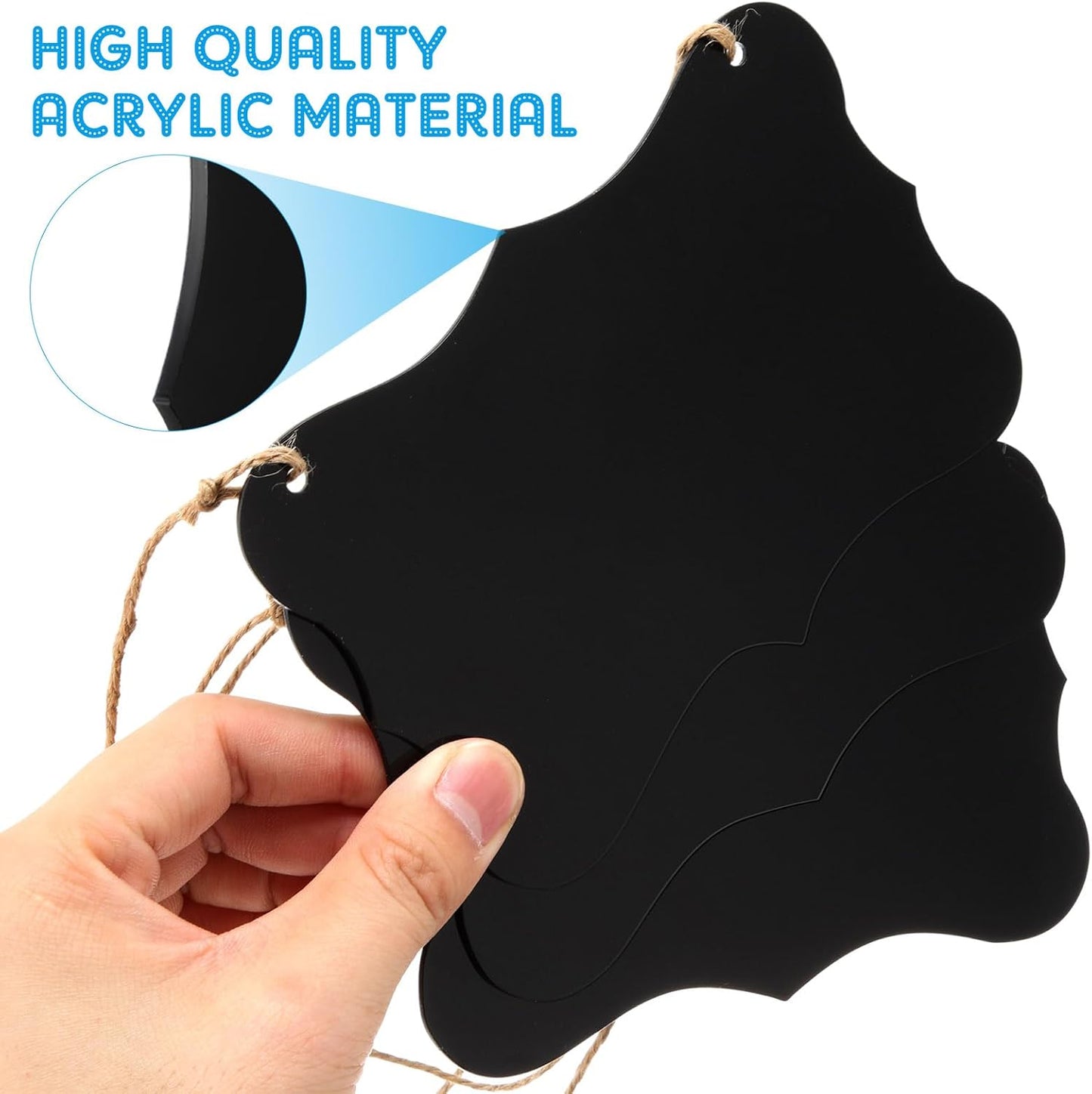 12 Pcs 4 x 6 Acrylic Chalkboard Hanging Sign with Chalk Markers Chalk Board Signs with Hanging String for Wedding Kitchen Home Party Decoration (Arrow)