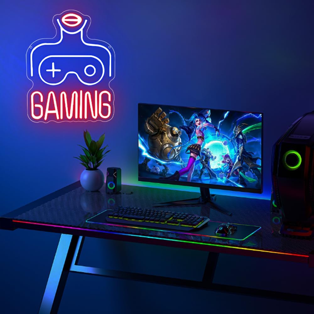 Gaming LED Lights for Wall Decor,Video Game Room Neon Sign Gift for Teens Boys Men Gamer,Lady Body Light Up Sign for Man Cave Home Bar Bedroom Pub Club Birthday Party USB Powered（14.2"*10.2"）