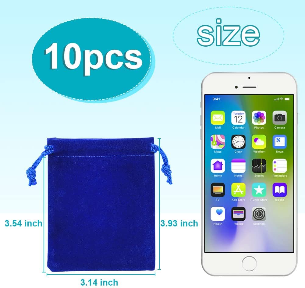 Shintop 10pcs Velvet Drawstring Bags Wedding Gift Bags Velvet Cloth Jewelry Pouches (Blue)