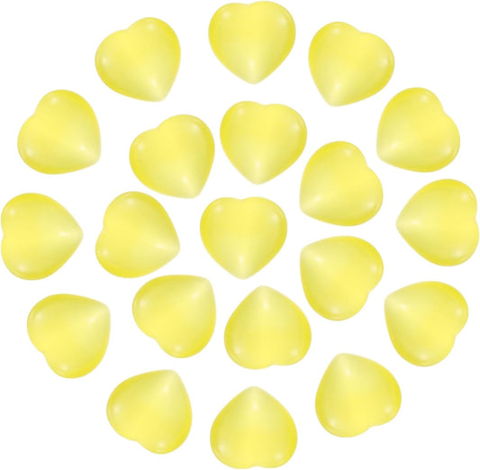 PATIKIL 20 Pcs Natural Heart Shaped Crystal Stone, 0.6 Inch Mini Polished Love Gemstone Crystal, Pocket Rock Engraved Worry Stones for Women Gifts Meditation, Bright Yellow