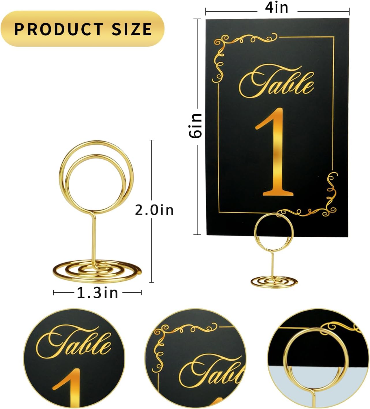 Wedding Table Numbers 1-30 with Head Table Card, Black & Gold Cards and Holders, 1 Set of 31 for Wedding Reception