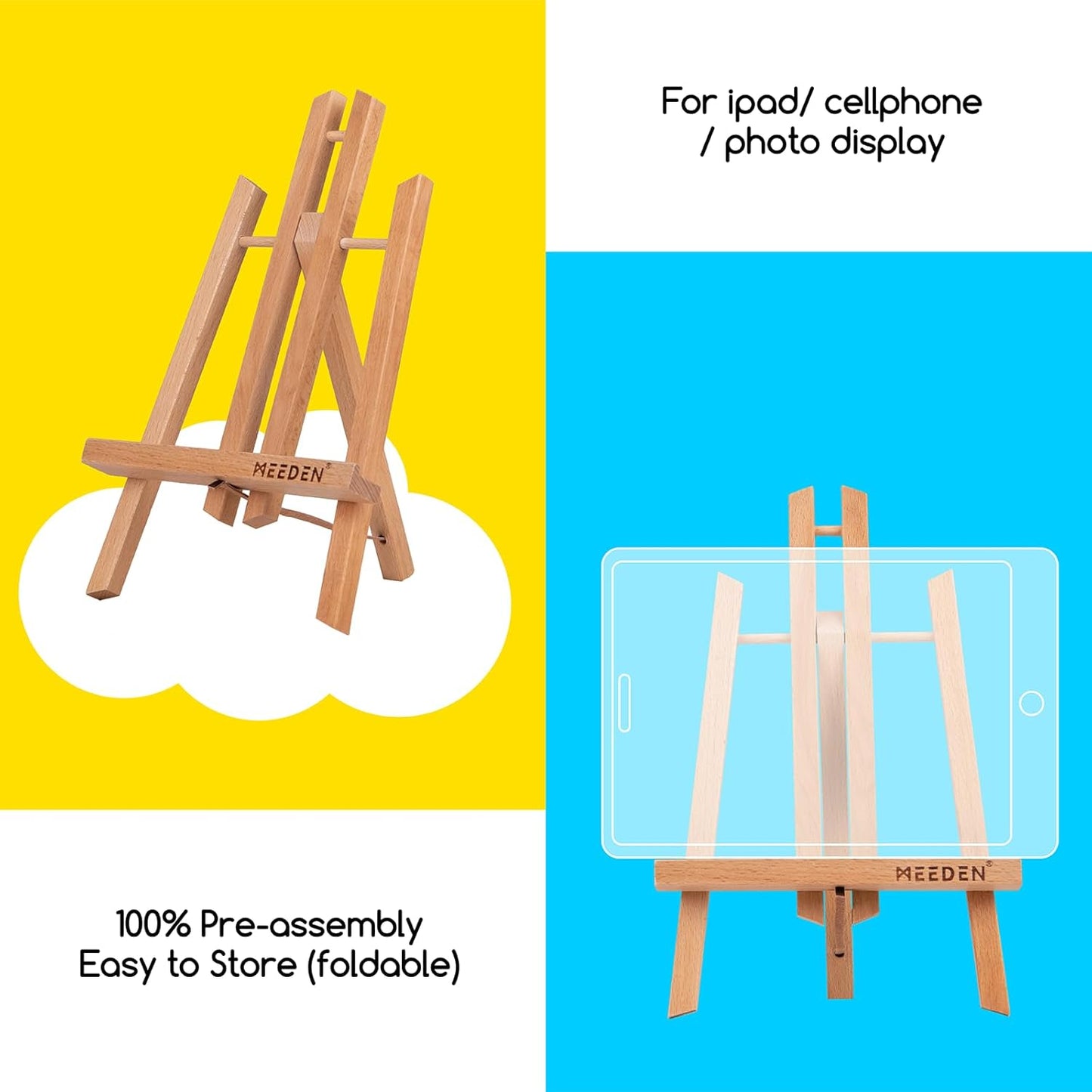 MEEDEN 12 Inch Small Tabletop Easel: 12 Pack Beech Wood Easel for Painting - Display Table Top Easel Canvas Stand for Painting Sign