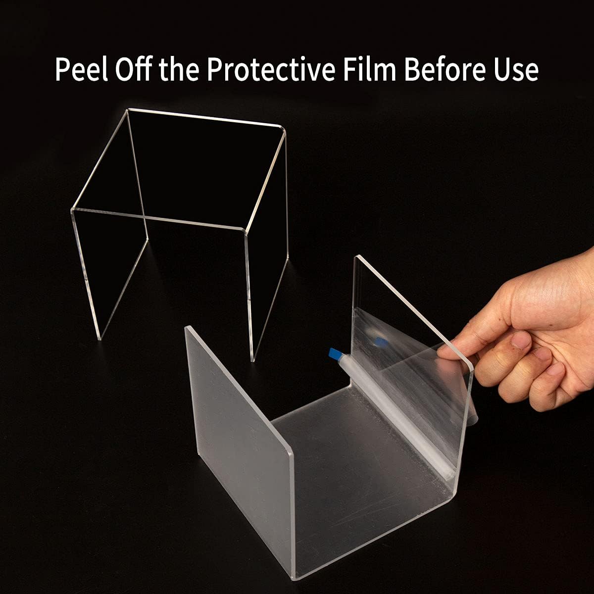 HIIMIEI Clear Acrylic Display Risers 2 Sets, 3-Tier Risers Stands Showcase for Amiibo Funko Pop Figures, Dessert, Jewelry-3"x4"x5"